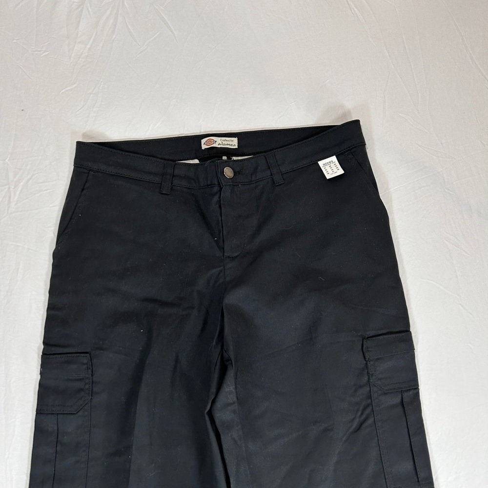 Dickies Women Black Cargo Work Pants Wide Leg Raw Hem Utility Streetwear 10x37 - Picture 2 of 11